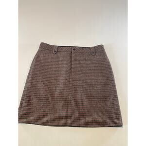 Eddie Bauer skirt brown houndstooth pattern – Size 10 – Wool Blend – Lined